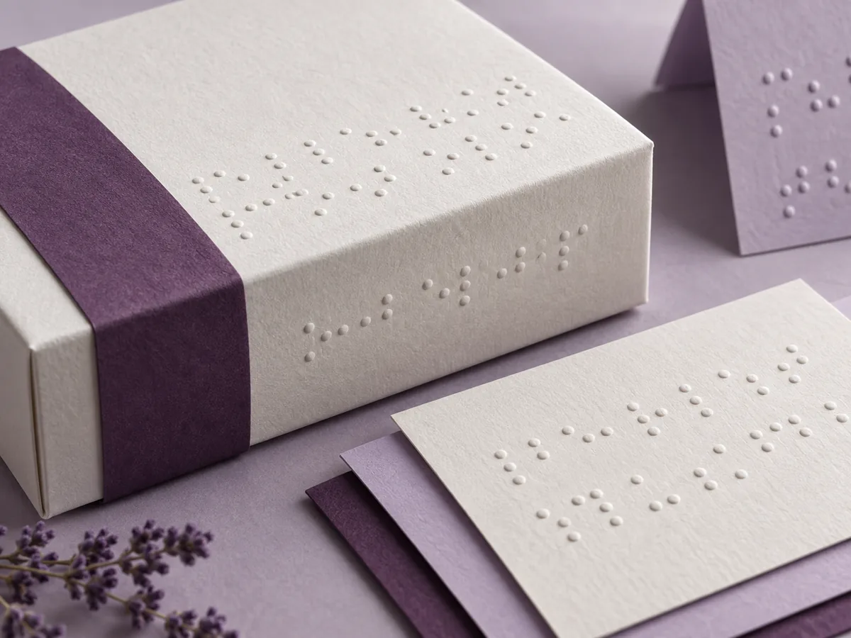 Imagen conceptual de material impreso con puntos en relieve
