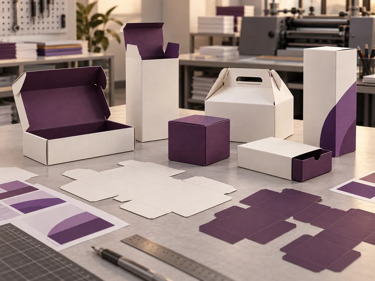 Imagen ilustrativa de cajas plegadizas y empaques impresos